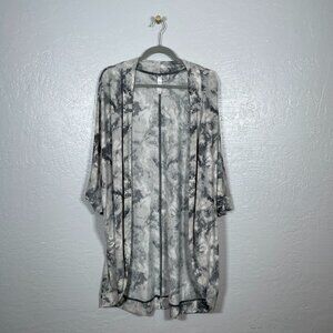 Cacique Lane Bryant Women Plus Size 14 16 White Gray Tie Dye Robe Pockets Lounge